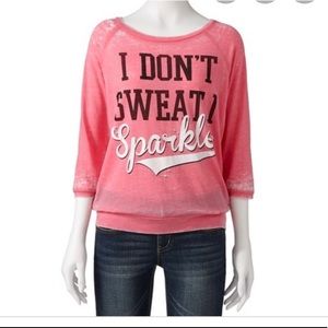 I don’t sweat, I sparkle 3/4 length tee.